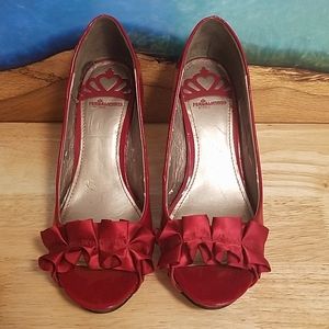 Fergalicious Glamorous red peep toe heels